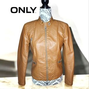 ONLY Wilma Faux Leather Moto Jacket- Small